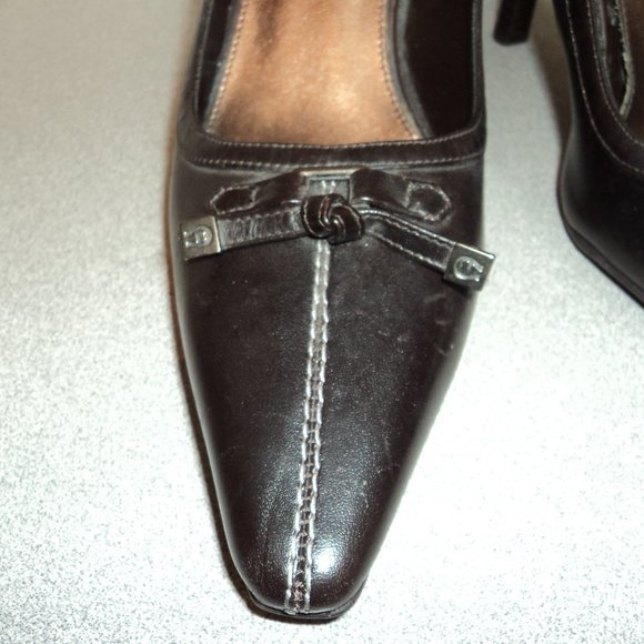 Etienne Aigner Womens 8 M Brown Leather Shoes Pumps Heels Pointed Toe - Picture 10 of 14